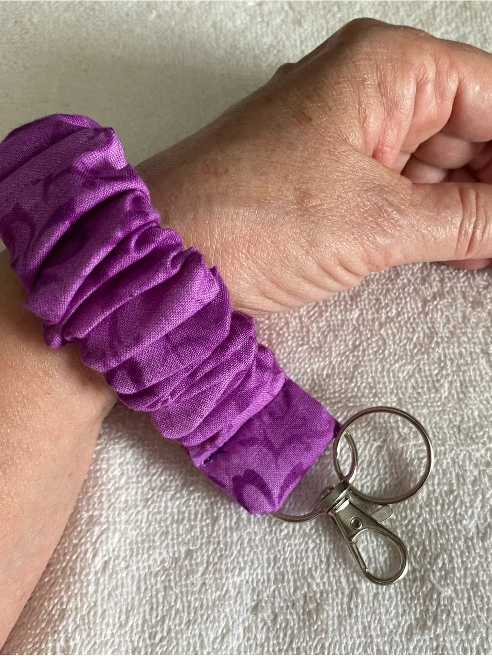 Purple Fabric Scrunchie Key Fob Wristlet